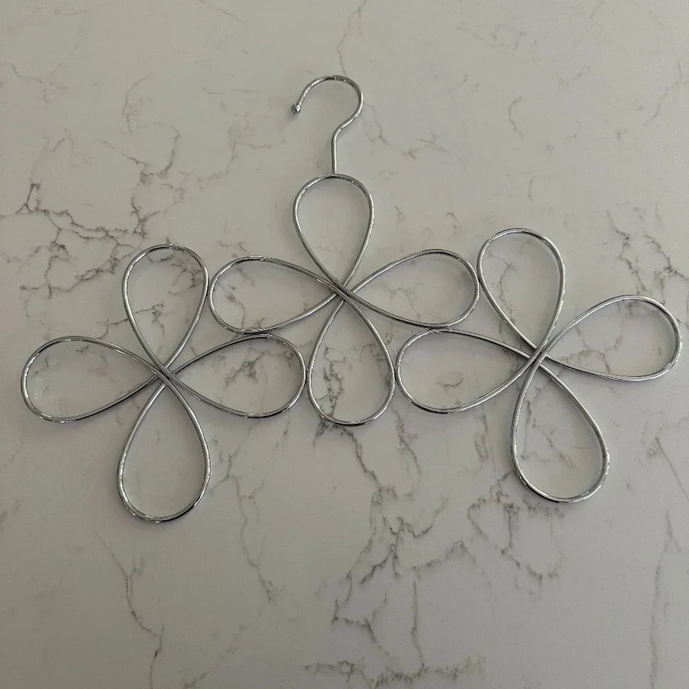 Chrome Floral Design Hanging Scarf Holder